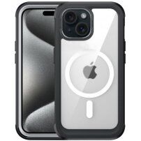 Удароустойчив калъф с подсилени ъгли и MagSafe за iPhone 15 Plus - черно