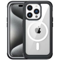 Удароустойчив калъф с подсилени ъгли и MagSafe за iPhone 15 Pro Max - черно