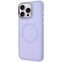 Устойчив силиконов калъф с MagSafe за iPhone 15 Pro - виолетов