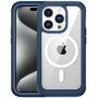 Удароустойчив калъф с подсилени ъгли и MagSafe за iPhone 15 Pro - синьо