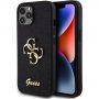 Guess Fixed Glitter 4G Metal Logo блестящ калъф за iPhone 12 / 12 Pro - черен
