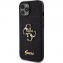 Guess Fixed Glitter 4G Metal Logo блестящ калъф за iPhone 12 / 12 Pro - черен