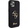 Guess Fixed Glitter 4G Metal Logo блестящ калъф за iPhone 12 / 12 Pro - черен