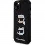 Karl Lagerfeld Karl and Choupette Heads силиконов калъф за iPhone 15 Plus - черен