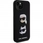 Karl Lagerfeld Karl and Choupette Heads силиконов калъф за iPhone 15 Plus - черен