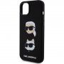 Karl Lagerfeld Karl and Choupette Heads силиконов калъф за iPhone 15 Plus - черен