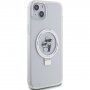 Karl Lagerfeld Ringstand Karl and Choupette калъф с изваждаща се стойка и MagSafe за iPhone 15 Plus - прозрачен