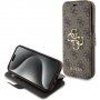 Guess 4G Metal Logo сгъваем калъф за iPhone 15 - кафяво