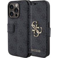 Guess 4G Metal Logo сгъваем калъф за iPhone 15 Pro - сиво