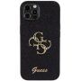Guess Fixed Glitter 4G Metal Logo блестящ калъф за iPhone 12 / 12 Pro - черен