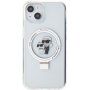 Karl Lagerfeld Ringstand Karl and Choupette калъф с изваждаща се стойка и MagSafe за iPhone 15 Plus - прозрачен