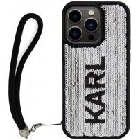 Karl Lagerfeld Sequins Reversible калъф с двустранни пайети за iPhone 15 Pro Max - черно-сребърен