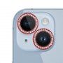 Закалени стъкла с камъни за защита на лещите на задния фотоапарат за iPhone 15 / 15 Plus - червен
