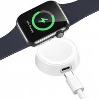 Мини преносимо безжично зарядно устройство за Apple Watch - бял