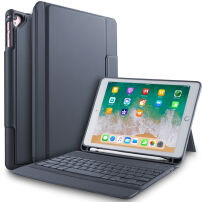 Калъф с клавиатура за iPad 9,7" (2017/2018) / Air 1/2 / Pro 9,7" и кутия за Pencil - сиво