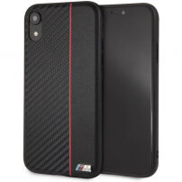 BMW Carbon Red Stripe Hard case кейс за iPhone XR - черна