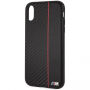 BMW Carbon Red Stripe Hard case кейс за iPhone XR - черна