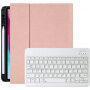 Калъф с бяла клавиатура и място за Apple Pencil за iPad Pro 11" (2018-2022) - розово