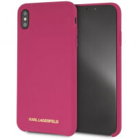 Karl Lagerfeld Gold Logo Silicone Case кейс за iPhone X / XS - цвят фуксия