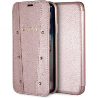 Guess Kaia Book case калъф за iPhone X / XS - златно розова