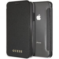 Guess PU Leather Book Case Iridescent калъф за iPhone XR - черна
