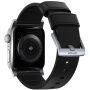 Nomad Active Pro хидрофобна кожена каишка за Apple Watch Ultra 49mm / 46mm / 45mm / 44mm / 42mm - черно-сребърна