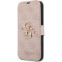 Guess 4G Metal Logo сгъваем калъф за iPhone 15 Pro - розово