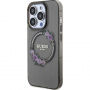 Guess Flowers Ring Glossy Logo калъф с MagSafe за iPhone 13 Pro Max - сив