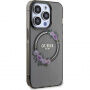 Guess Flowers Ring Glossy Logo калъф с MagSafe за iPhone 13 Pro Max - сив