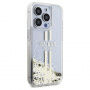 Guess Liquid Glitter Gold Stripe калъф за iPhone 15 Pro Max - прозрачен