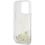 Guess Liquid Glitter Gold Stripe калъф за iPhone 15 Pro Max - прозрачен