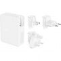 BELKIN BoostCharge Pro 4-портово зарядно устройство PD 140W - 3 бр. USB-C / USB-A с UK, EU, US адаптери за iPhone / iPad / MacBook - бял