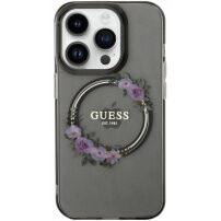 Guess Flowers Ring Glossy Logo калъф с MagSafe за iPhone 13 Pro Max - сив