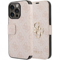 Guess 4G Metal Logo сгъваем калъф за iPhone 15 Pro - розово