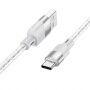 Hoco X99 Crystal Junction силиконов прозрачен кабел за зареждане и пренос на данни USB-A / USB-C за iPhone / iPad / AirPods - 1 м - сив