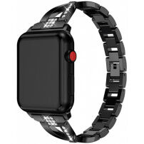 Метална каишка с камъни за Apple Watch Ultra 49мм / 45мм / 44мм / 42мм - черен