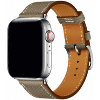 Кожена каишка за Apple Watch 41мм / 40мм / 38мм - сиво-кафяв