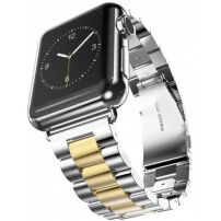 Луксозна каишка от неръждаема стомана за Apple Watch 41мм / 40мм / 38мм - златно-сребърен