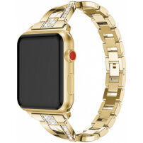 Метална каишка с камъни за Apple Watch 41мм / 40мм / 38мм - златен