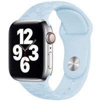 Силиконова каишка на цветя за Apple Watch Ultra 49mm / 46mm / 45mm / 44mm / 42mm - пастелно син