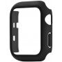 Силиконова каишка с калъф със закалено стъкло за Apple Watch 38mm - черен