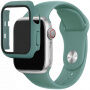 Силиконова каишка с калъф със закалено стъкло за Apple Watch 38mm - цвят петрол