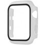 Силиконова каишка с калъф със закалено стъкло за Apple Watch 42mm - бял
