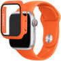 Силиконова каишка с калъф със закалено стъкло за Apple Watch 45mm / 44mm - оранжев