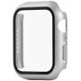 Силиконова каишка с калъф със закалено стъкло за Apple Watch 45mm / 44mm - светло сив
