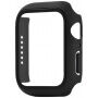 Силиконова каишка с калъф със закалено стъкло за Apple Watch 45mm / 44mm - черен