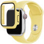 Силиконова каишка с калъф със закалено стъкло за Apple Watch 45mm / 44mm - жълт
