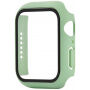 Силиконова каишка с калъф със закалено стъкло за Apple Watch 45mm / 44mm - пастелно зелено