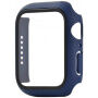 Силиконова каишка с калъф със закалено стъкло за Apple Watch 45mm / 44mm - тъмносин