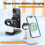 3в1 многофункционална магнитна безжична стойка за iPhone / Apple Watch / AirPods - бял